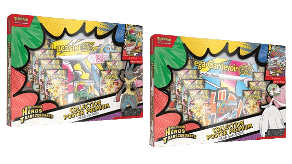 Deux coffret Collection poster Premium de la Série du TCG Pokémon Héros transcendants